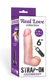 Насадка на страпон с вибрацией Real Love 18 см, Ø 4 см