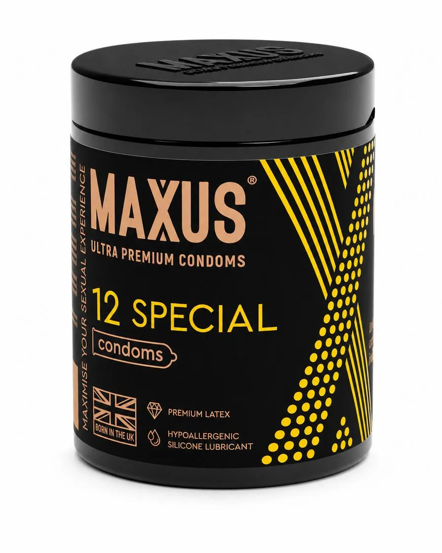 Презервативы MAXUS Special №12 с железным кейсом, точечно-ребристые X-Edition, 12 шт