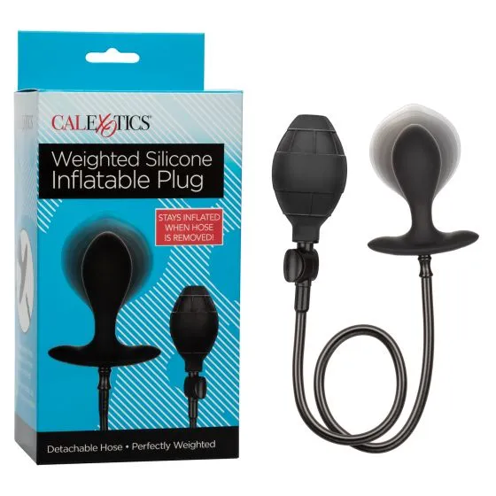 Расширяющаяся анальная втулка Weighted Silicone Inflatable Plug, силикон, M Ø 3,4 см, черный