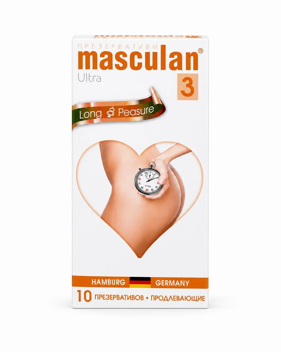 Презервативы Masculan Ultra 3, кольца и пупырышки с анестетиком (Long Pleasure), №10