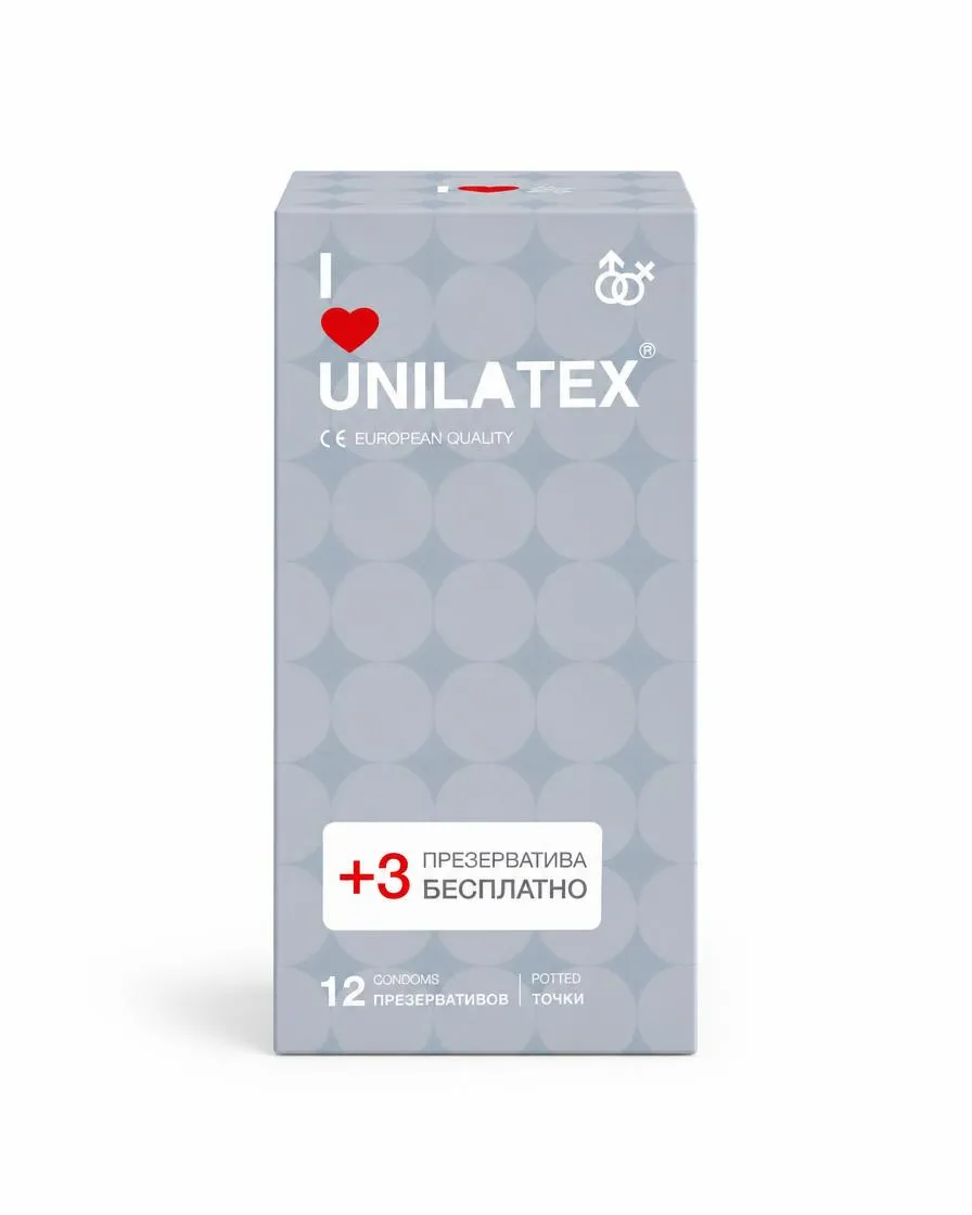 Unilatex презервативы Dotted с точками, 12 шт