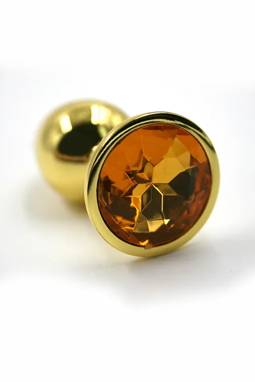 Анальная втулка Kanikule Plugs, металл, размер S, Ø 2,8 см, золотистый/оранжевый