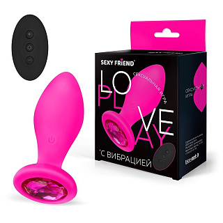 Втулка с вибрацией, M, 10 режимов вибрации, L 7,0 см, Ø 3,2 см, дистанционный пульт, фуксия/розовый