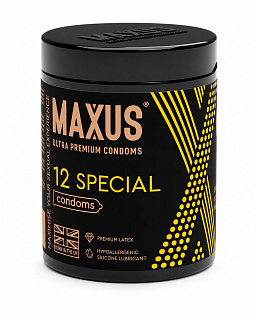 Презервативы MAXUS Special №12 с железным кейсом, точечно-ребристые X-Edition, 12 шт