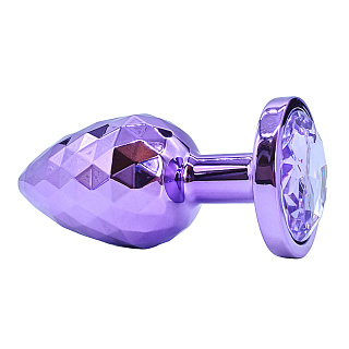 Алюминиевая текстурная анальная втулка размер M, Ø 3,5 см, фиолетовая/фиолетовый