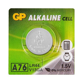 Батарейка алкалиновая GP, LR44 (G13, V13GA, A76)-10BL, 1.5В, 1 шт.