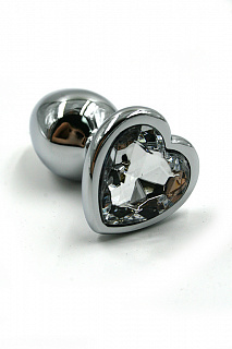 Анальная втулка Kanikule Plugs, металл, размер M, Ø 3,5 см, серебряный/прозрачный