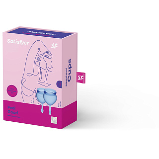 Набор менструальных чаш, 2шт, 15 и 20 мл Feel Good Menstrual Cup, синий
