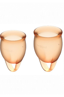 Набор менструальных чаш, 2шт, 15 и 20 мл Feel confident Menstrual Cup, оранжевый