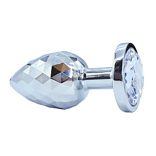 Алюминиевая текстурная анальная втулка, размер S, Ø 2,5 см, серебристая/прозрачный