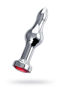 Анальная втулка Штучки-дрючки, металл, размер S, Ø2,8 см, серебряный/красный