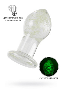 Светящаяся анальная пробка Sexus Glass, стекло, прозрачная, 9 см
