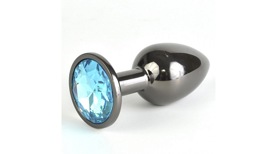 Анальная втулка Sitabella, металл, размер S, Ø 2,8 см, темный никель/голубой