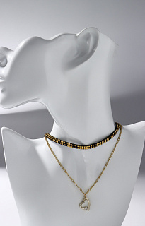 Чокер "Дуэт" сердце, цвет чёрно-золотой, L=30 см