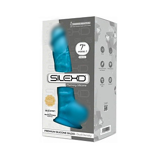 Фаллоимитатор SILEXD Model 1 с мошонкой, 17,7 см, Ø 3,8 см, голубой