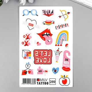 Татуировка на тело "Давайте любить" 10х15 см