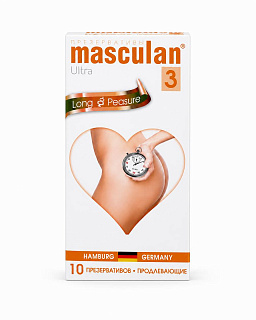 Презервативы Masculan Ultra 3, кольца и пупырышки с анестетиком (Long Pleasure), №10