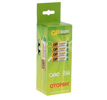 Батарейка типа АА (пальчиковые) GP 4 шт.