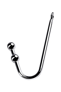 Крюк анальный с двумя шарами, TOYFA Metal, металл, серебряный, 41 см