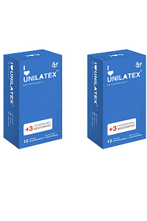 Презервативы Unilatex Natural Plain классические, № 12 шт + 3 шт в подарок — 2 упаковки