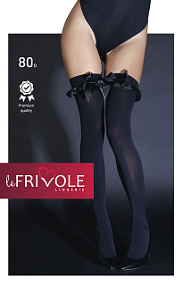 Плотные черные чулки с атласными бантами