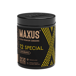 Презервативы MAXUS Special №12 с железным кейсом, точечно-ребристые X-Edition, 12 шт