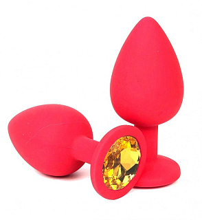 Анальная втулка Ever-Star (Xese), силикон, размер M, Ø 3,4 см, красный/белый