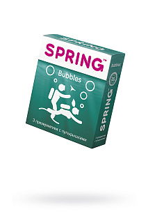 Презервативы Spring Bubbles, с точечной поверхностью, 17,5 см, 3 шт