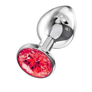 Анальная втулка Sitabella, металл, размер S, Ø 2,8 см, серебристый/красный