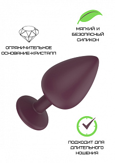 Анальная втулка, силикон, размер S, Ø 2,8 см, бордовый/прозрачный