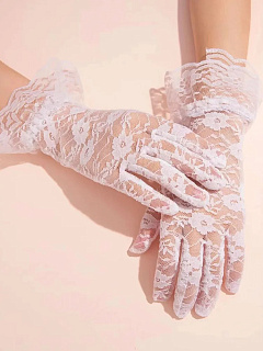 Перчатки женские кружевные белые, 1 пара